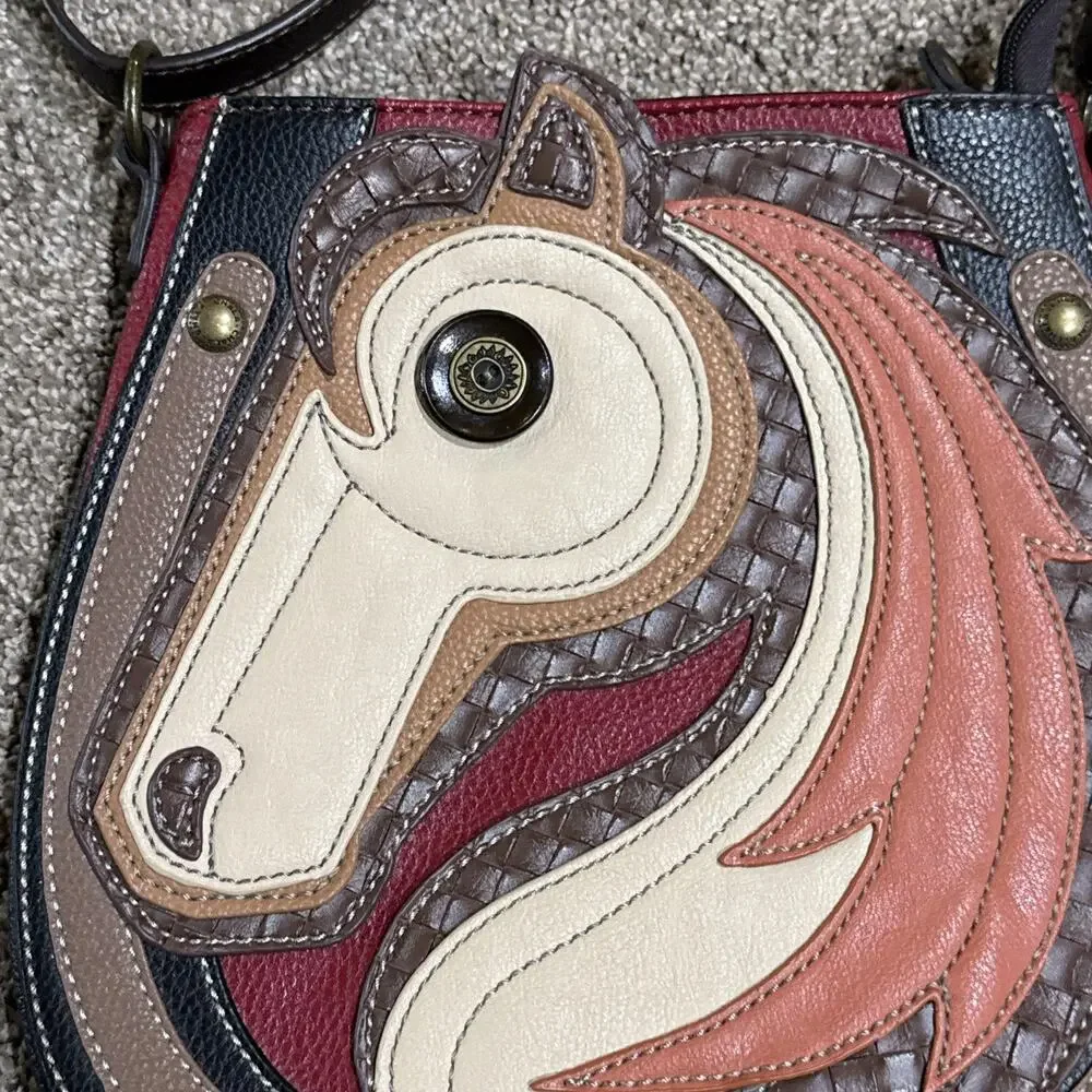 Chala Handbags Horse Everyday Zip Tote Shoulder Bag Multicolor Purse Very Nice